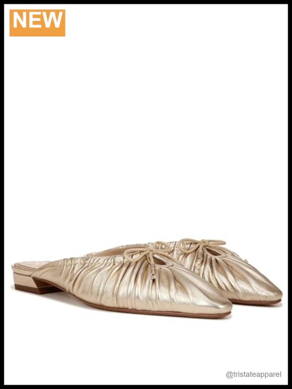 Pointed Toe Slip-On Mule with Bow and Ruching Detail